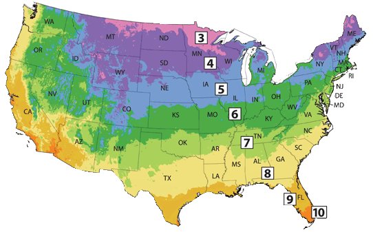 USA Gardening zone maps