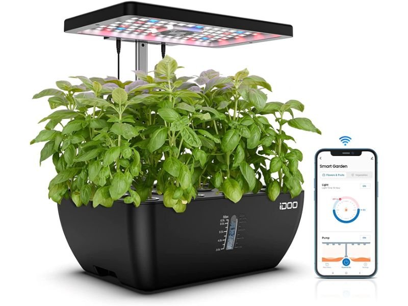 iDOO Hydroponics Growing System 12 Pods  plant grow light indoors 